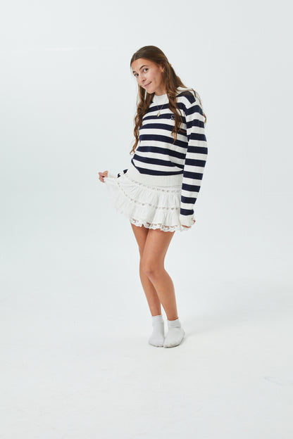 Tiegan Navy & White Stripe Sweater