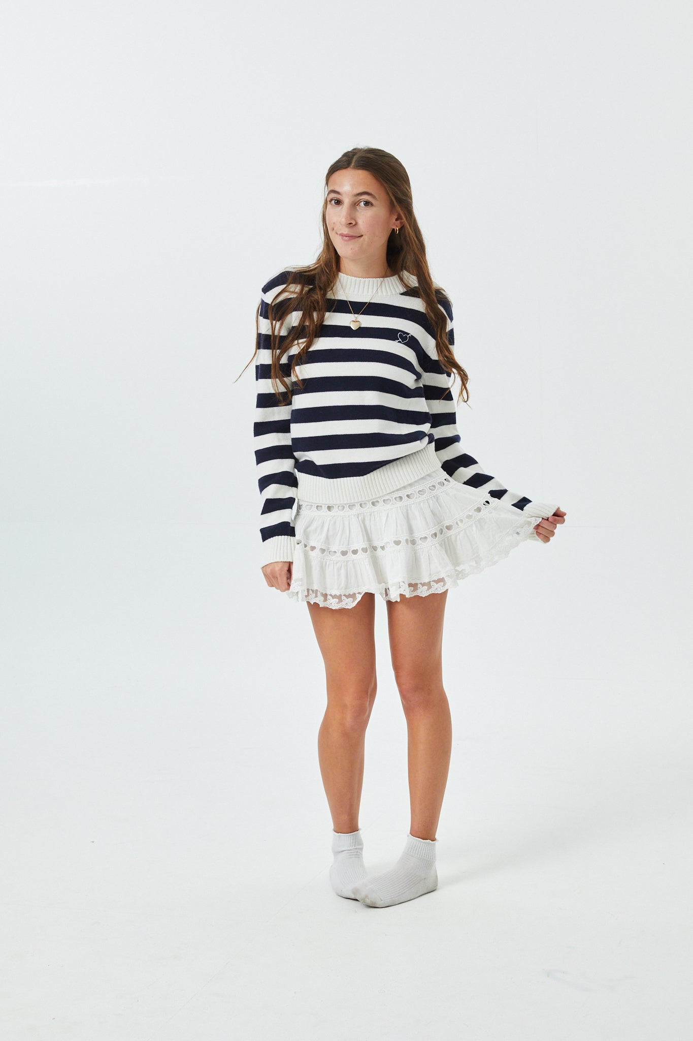 Tiegan Navy & White Stripe Sweater