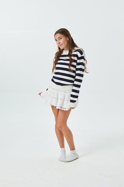 Tiegan Navy & White Stripe Sweater