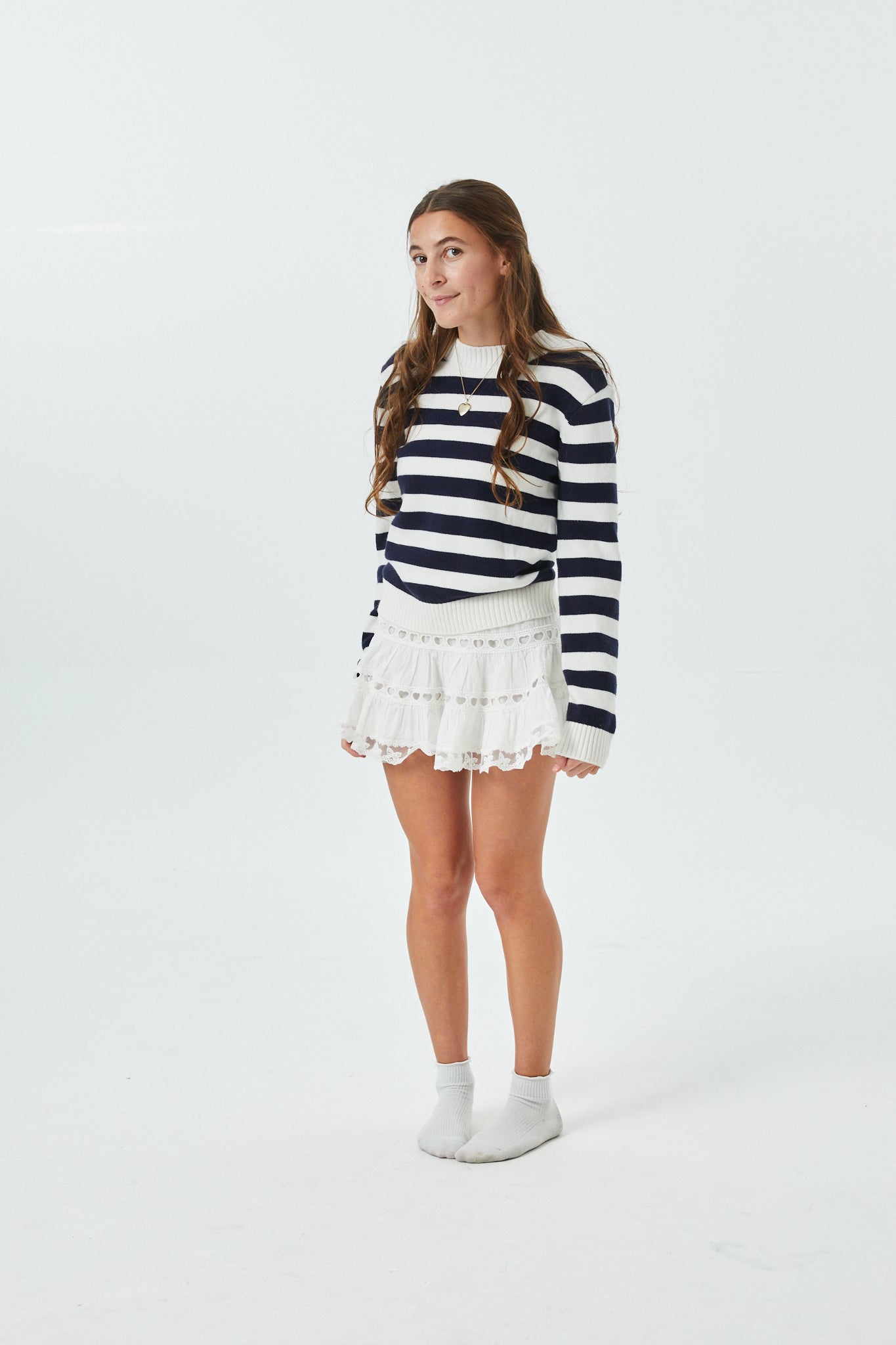 Tiegan Navy & White Stripe Sweater