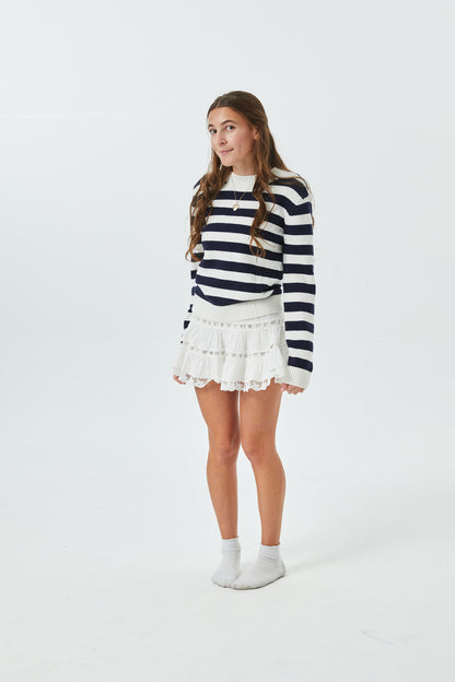 Tiegan Navy & White Stripe Sweater