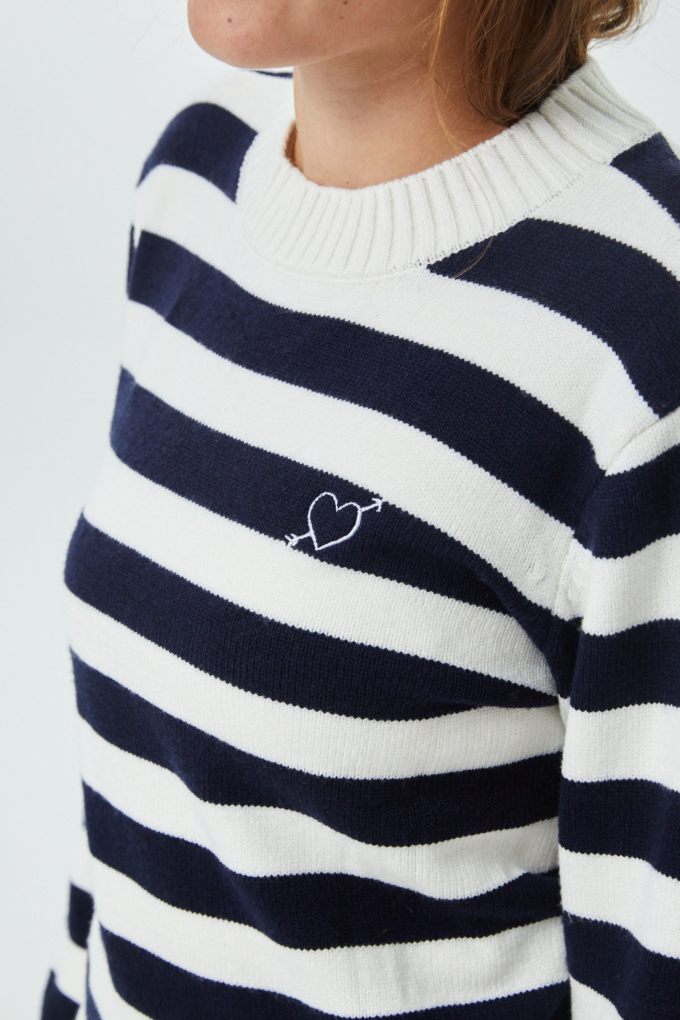 Tiegan Navy & White Stripe Sweater