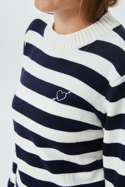 Tiegan Navy & White Stripe Sweater