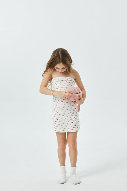 Stevie White With Pastel Pink Ditsy Tube Dress
