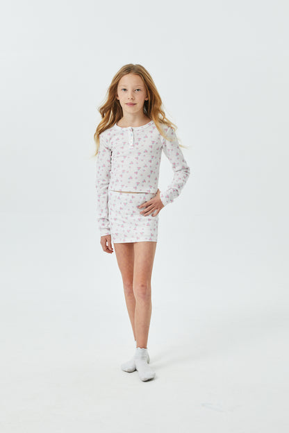 Savi White With Pink Thermal Henley