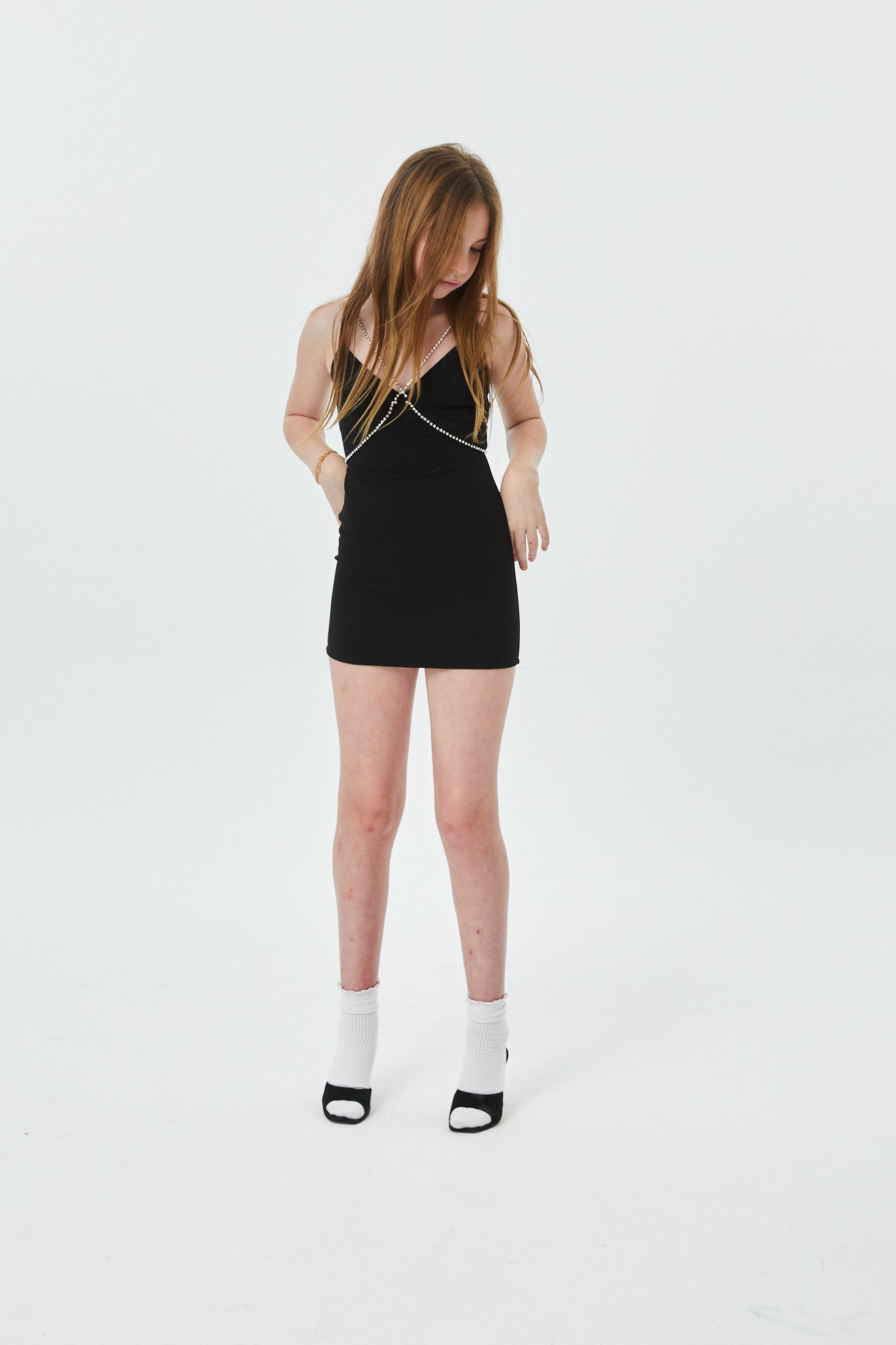 Kat Black Rhinestone Trim Dress