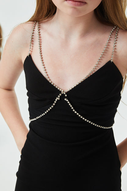 Kat Black Rhinestone Trim Dress