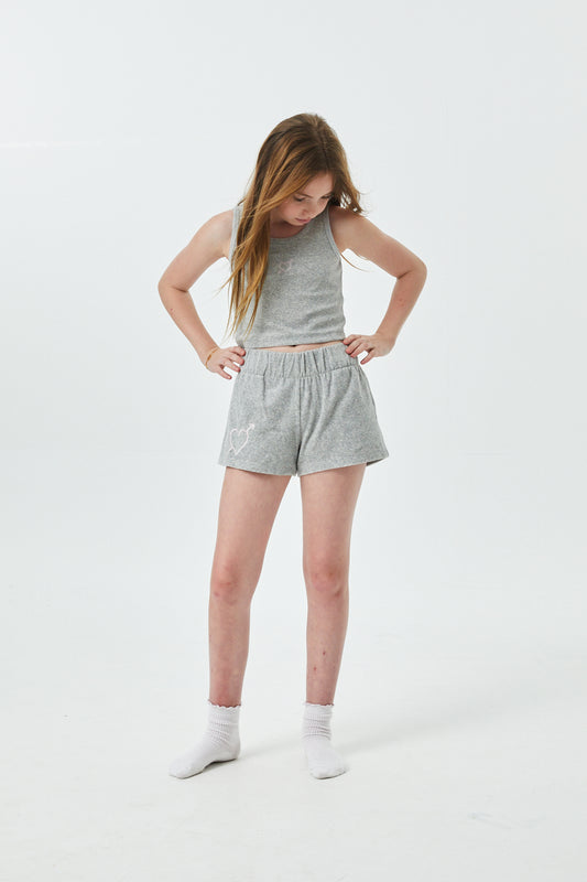 Sammie Grey With Heart & Arrow Terry Shorts