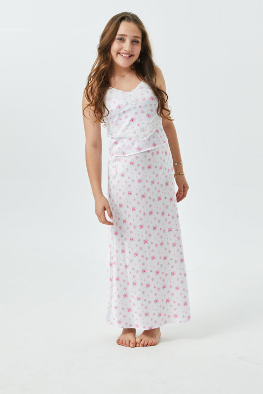 Joey English Rose - Resort Satin Maxi Skirt