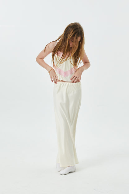 Margot Champagne With Ballet Pink Lace Satin Tank With Lace Trim