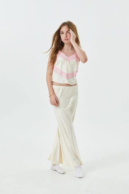 Margot Champagne With Ballet Pink Lace Satin Tank With Lace Trim