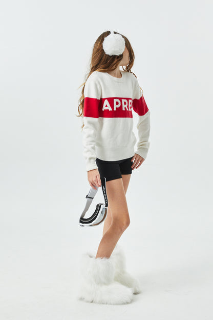 Tiegan Apres Red and White Graphic Sweater