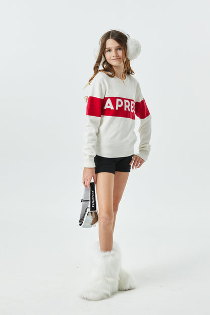 Tiegan Apres Red and White Graphic Sweater