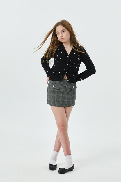 Sara Black White Soft Plaid Mini Skirt