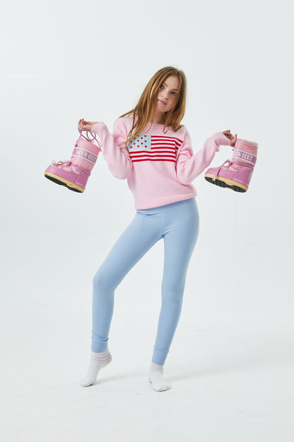 Tiegan Light Pink Flag Graphic Sweater