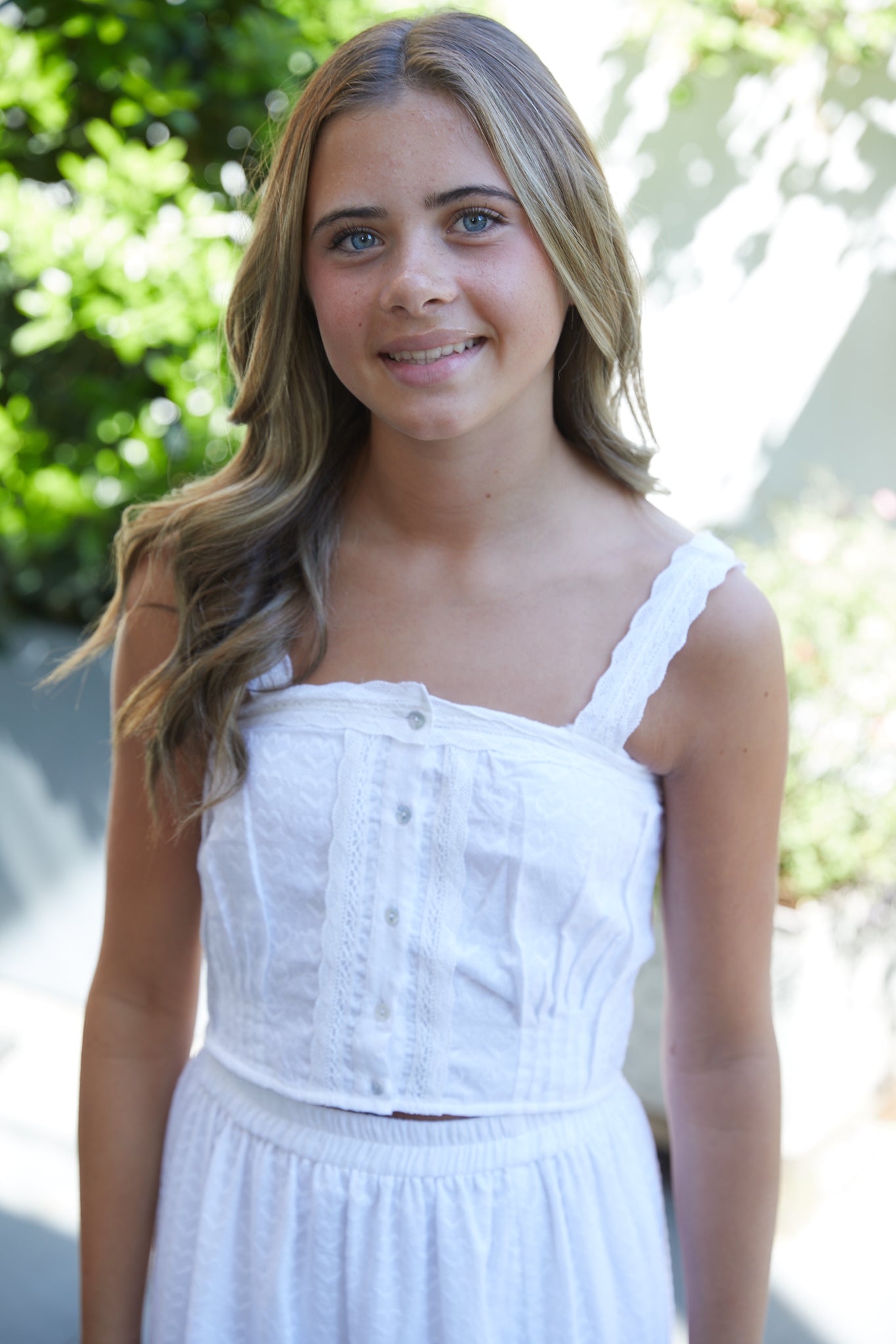 Skylar White Heart Lace Tank Top