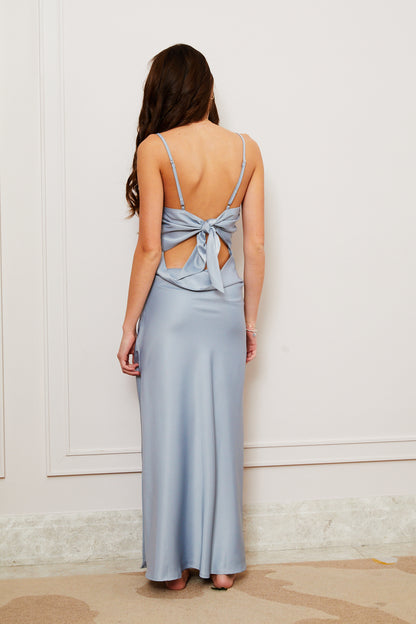 Charlotte Long Satin Ballet Dress - Silver Grey