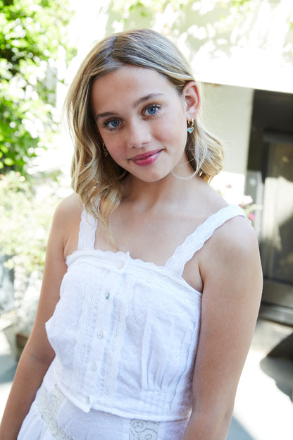 Skylar White Heart Lace Tank Top