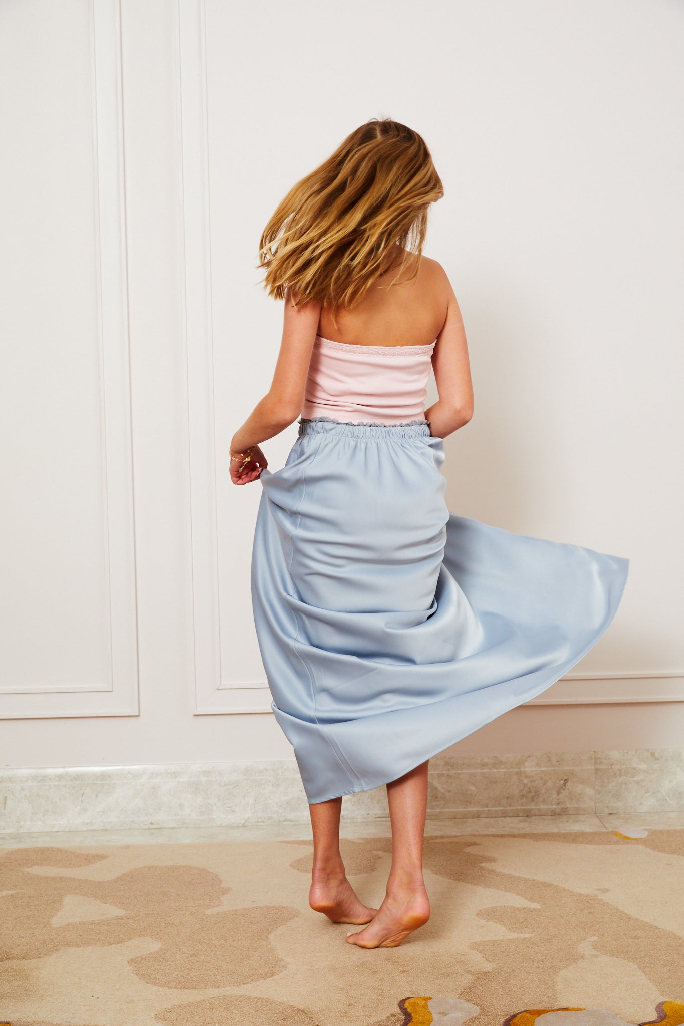 Joey Satin Maxi - Silver Grey