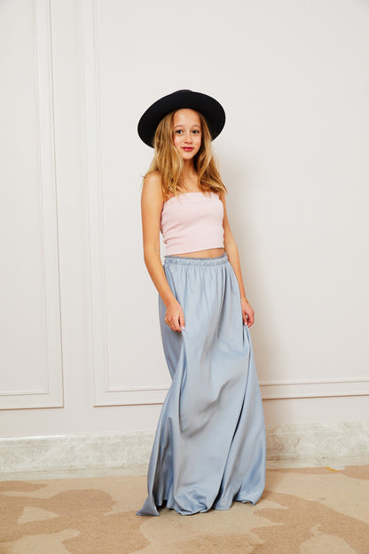 Joey Satin Maxi - Silver Grey