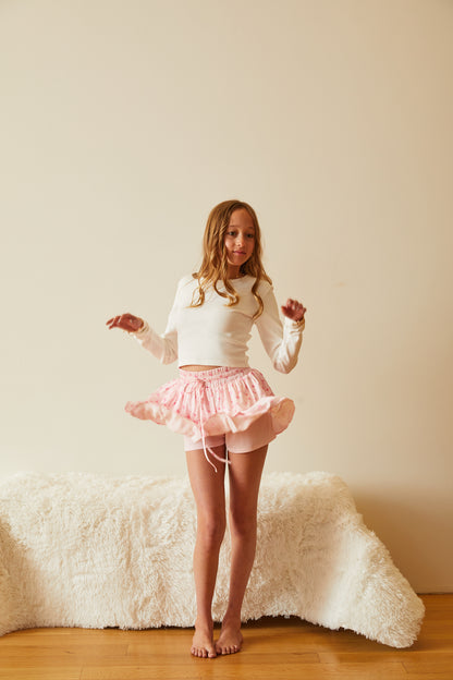 Willow Pastel Pink Ditsy Satin Skort