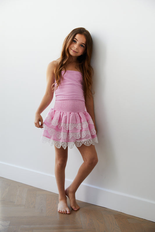 Alexa Tube Top Pink with Lace