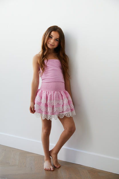 Alexa Tube Top Pink with Lace