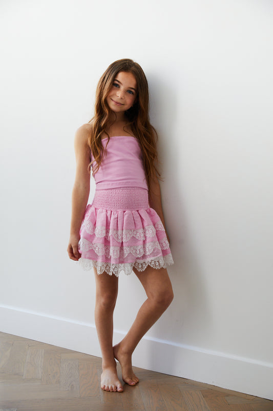 Alexa Tube Top Pink with Lace