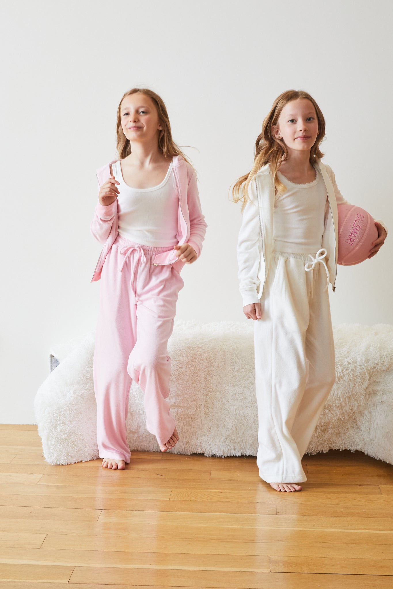 Ash Pink With Cherries Terry Wide Leg Pant