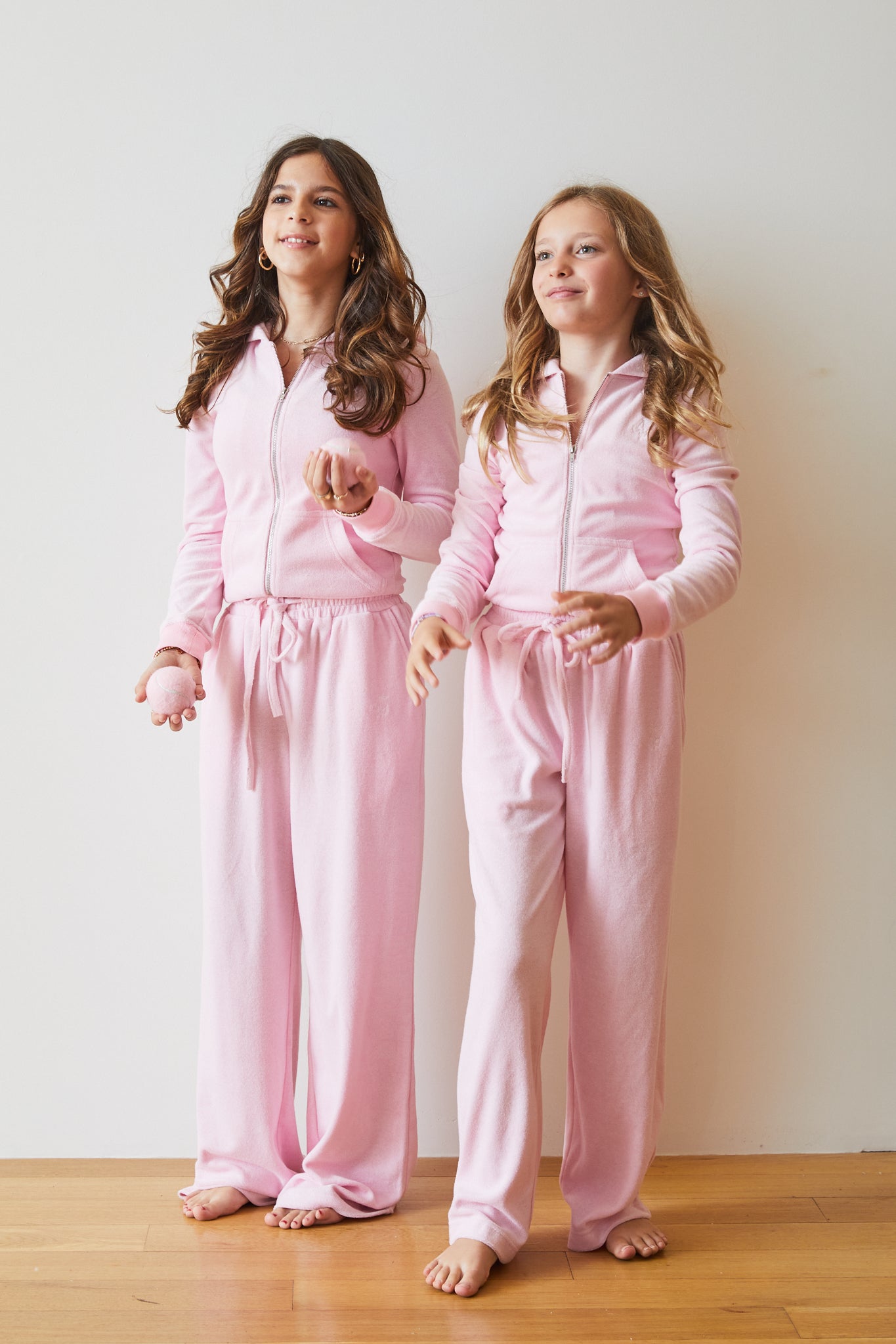 Ash Pink With Cherries Terry Wide Leg Pant