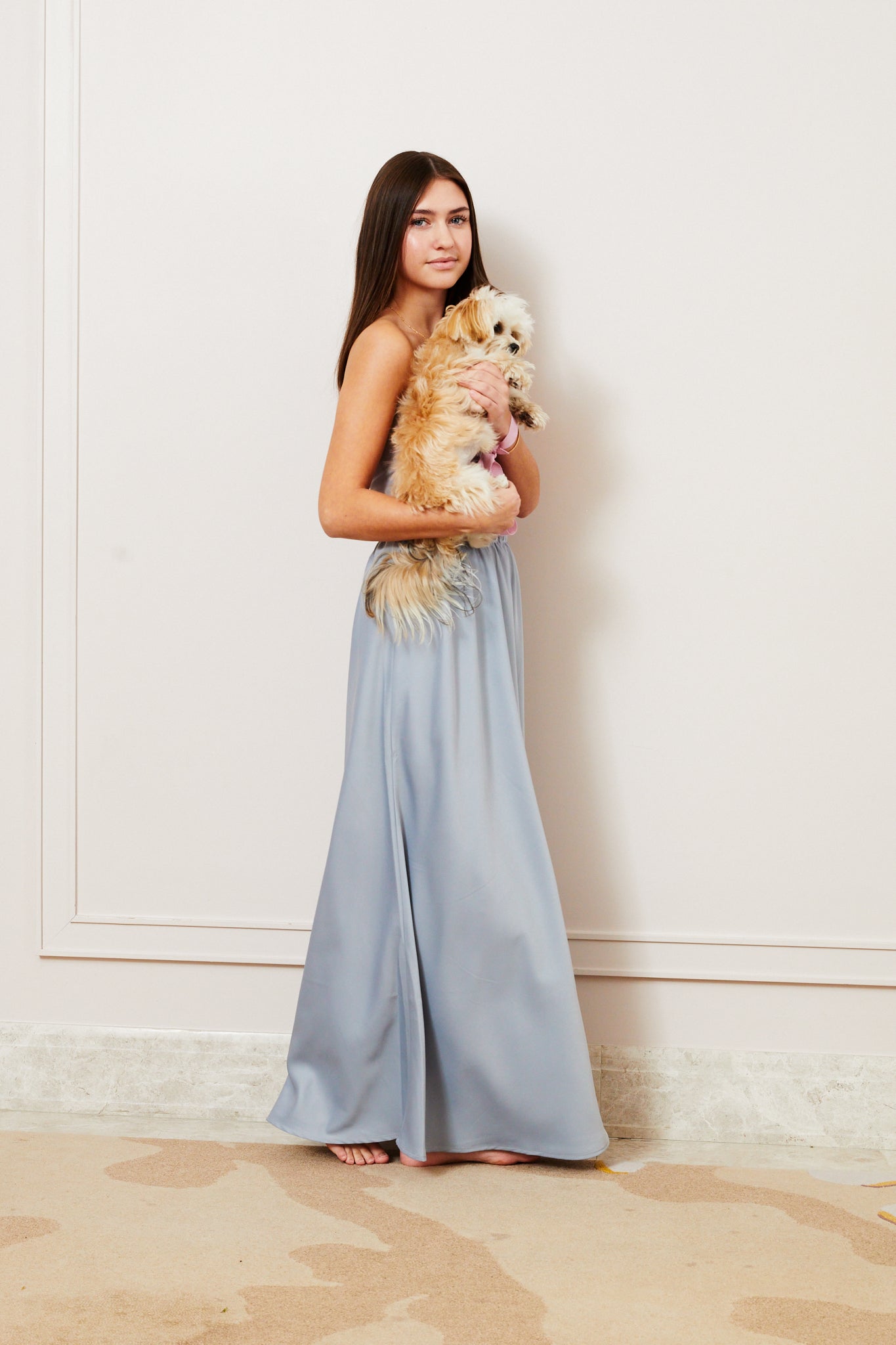 Joey Satin Maxi - Silver Grey