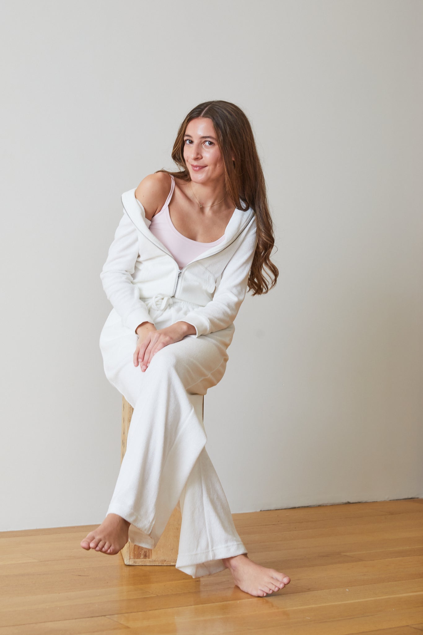 Ash White With Heart & Arrow Terry Wide Leg Pant