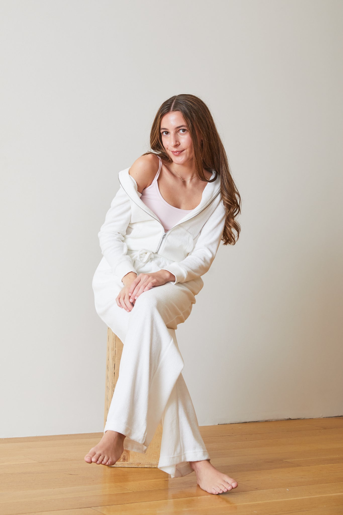 Ash White With Heart & Arrow Terry Wide Leg Pant