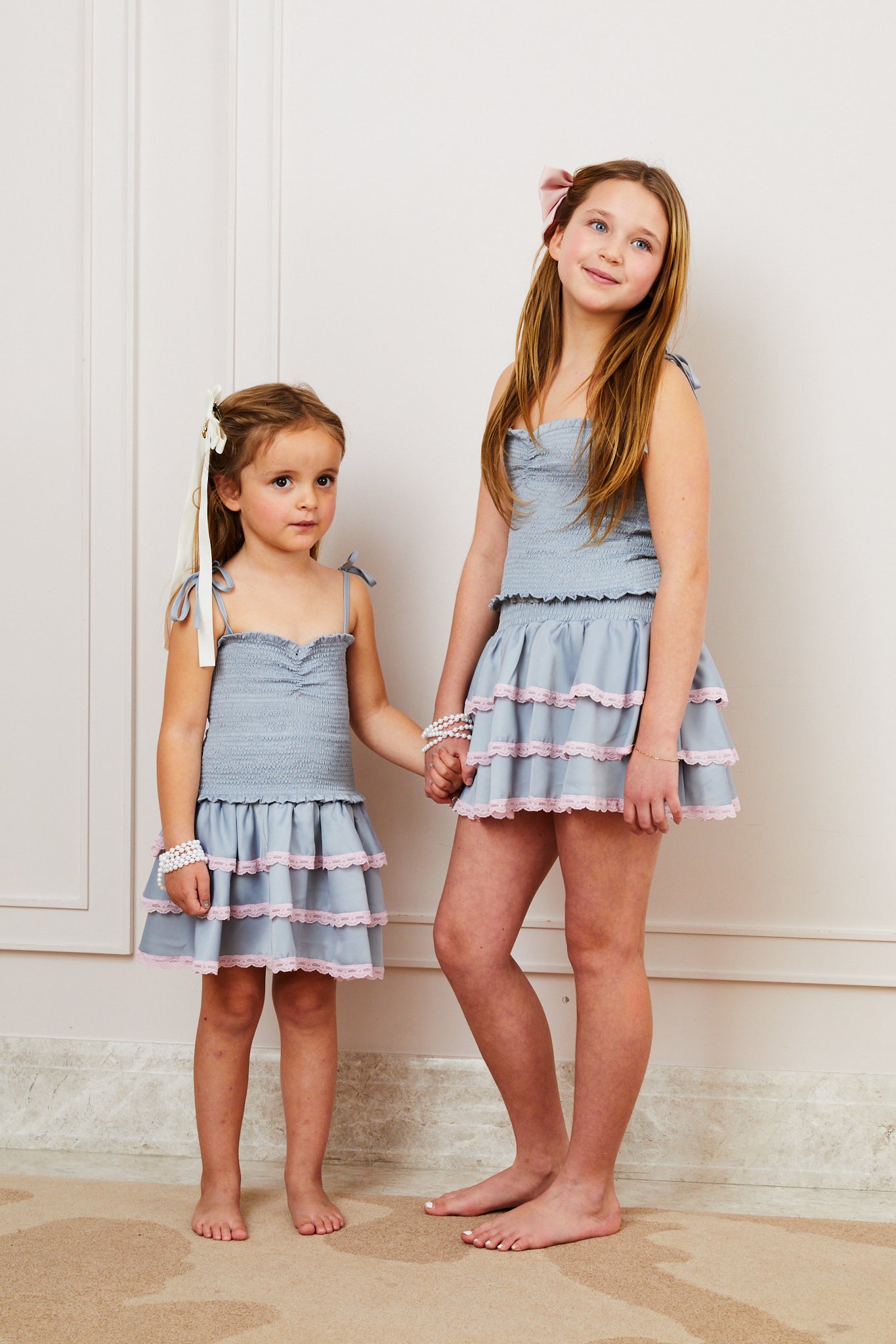 Gemma Satin Grey Mini Skirt with Pink Lace