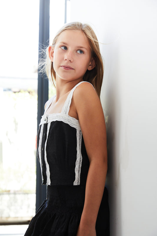 Skylar Black Heart Lace Tank Top