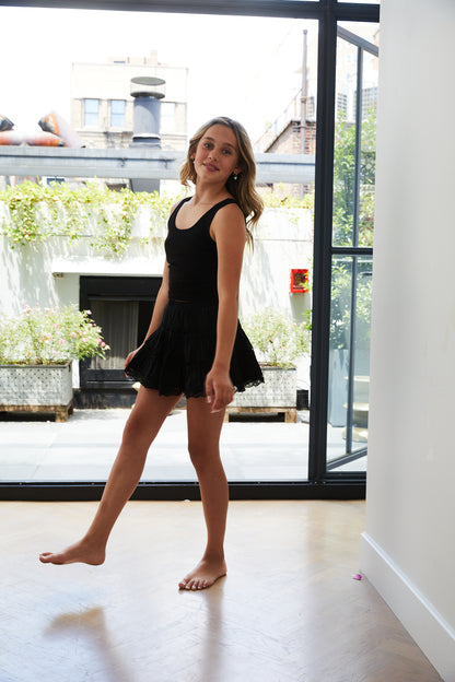 Sofia Black Heart Bow Lace Mini Skirt