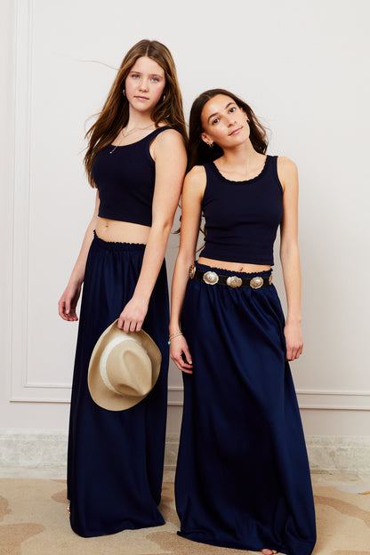 Joey Satin Maxi - Navy
