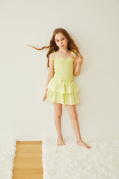 Willow Pastel Yellow Satin Skort