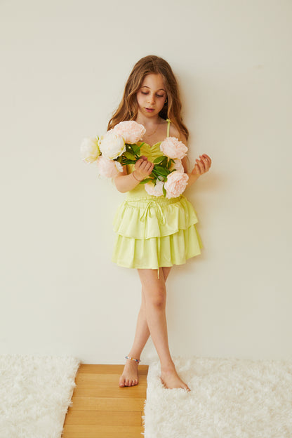Willow Pastel Yellow Satin Skort