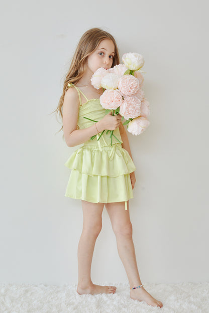 Georgia Pastel Yellow Satin Smocked Top