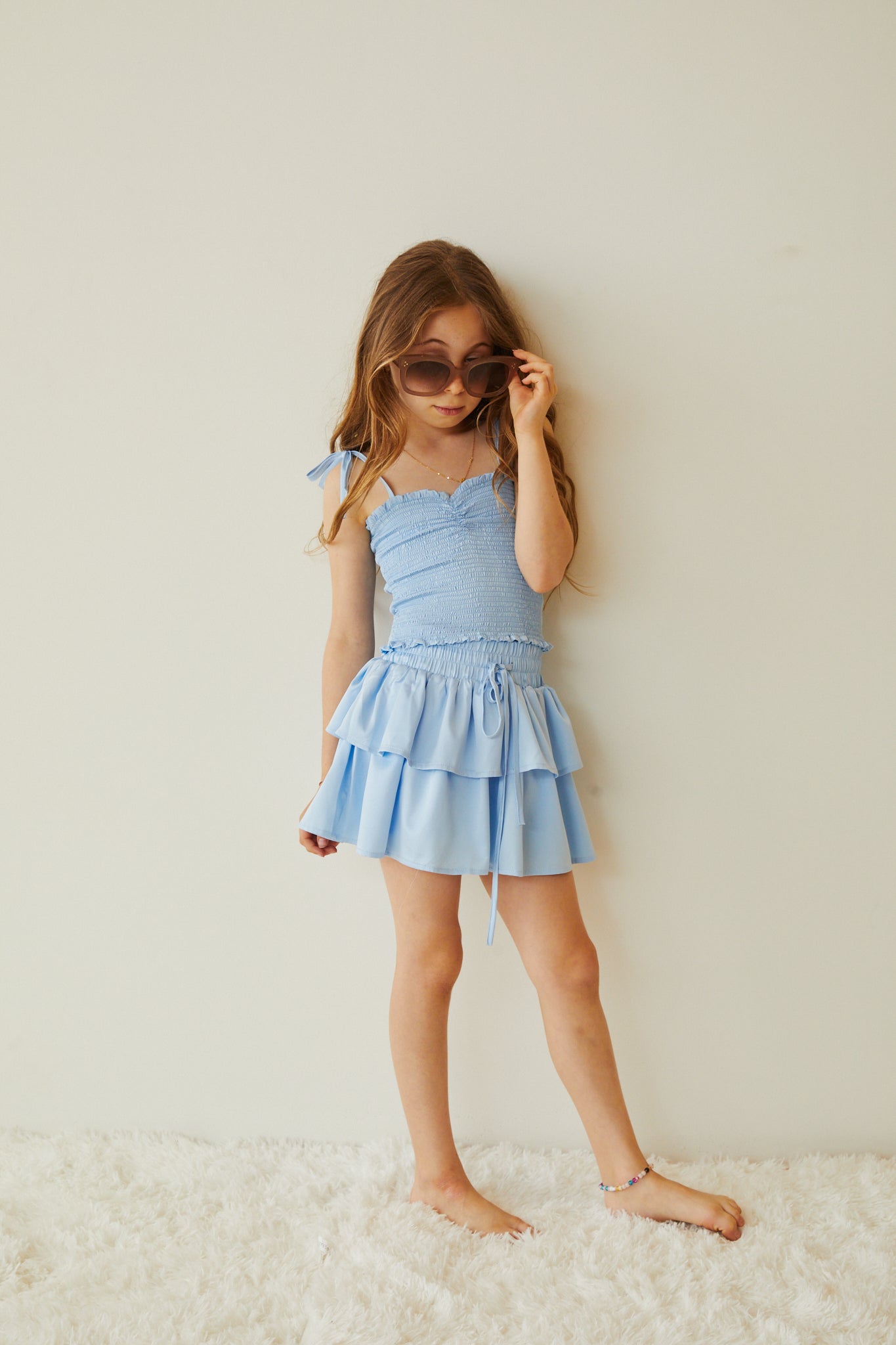 Willow Pastel Blue Satin Skort