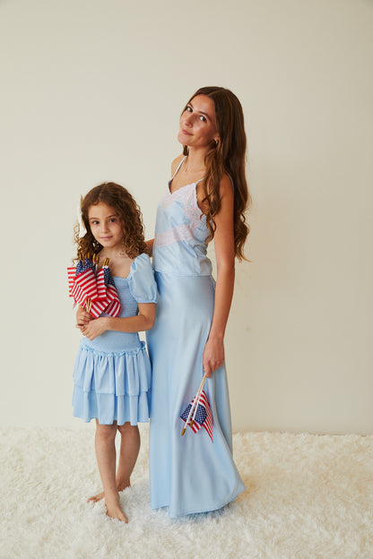 Joey Pastel Blue Satin Maxi