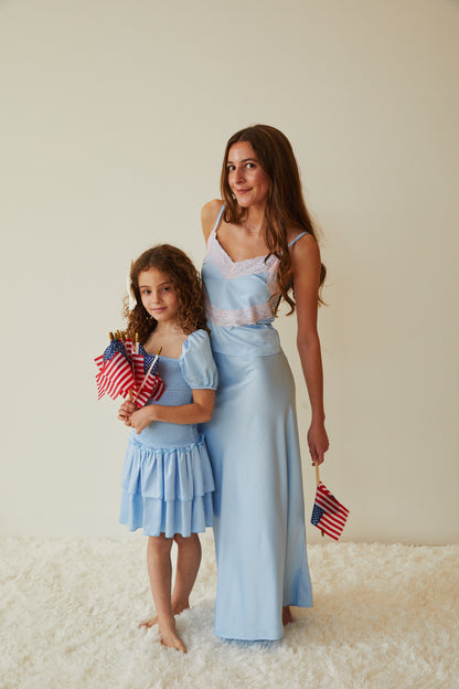 Joey Pastel Blue Satin Maxi