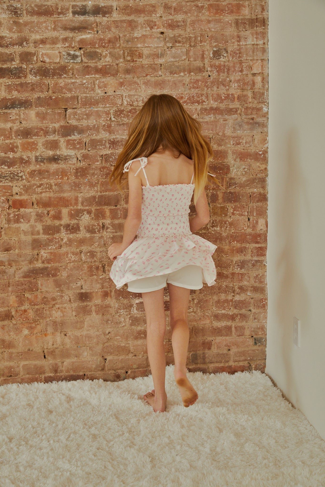 Willow White With Pastel Pink Ditsy Satin Skort