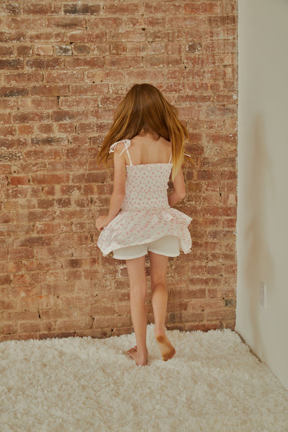 Willow White With Pastel Pink Ditsy Satin Skort