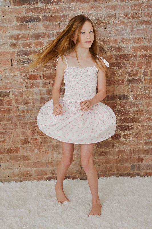 Willow White With Pastel Pink Ditsy Satin Skort