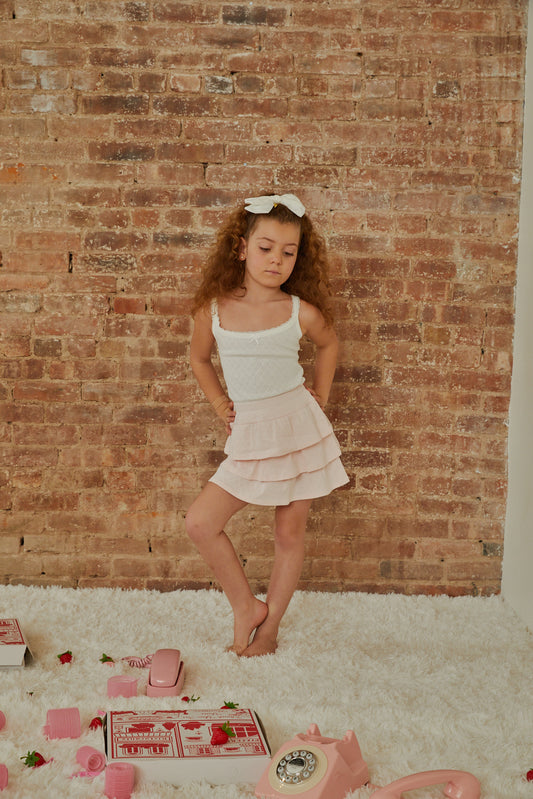 Lizzie White With White Lace Heart Pointelle Tank