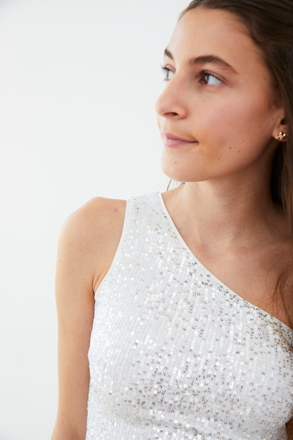 Billie White Silver Sequin Dress