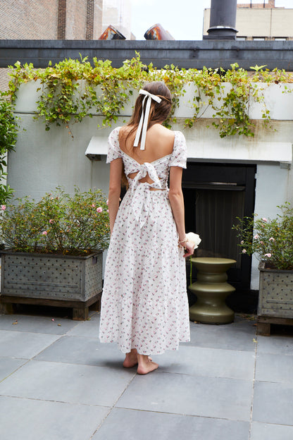 Noa White Rose Tie Back Top