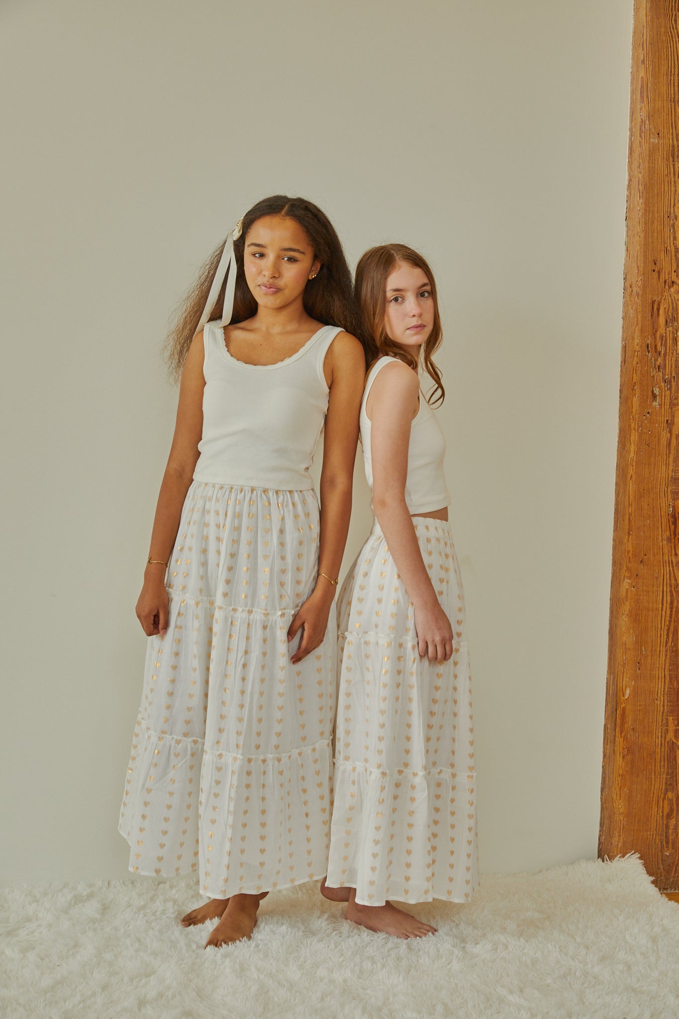 Bella White Heart Lurex Maxi